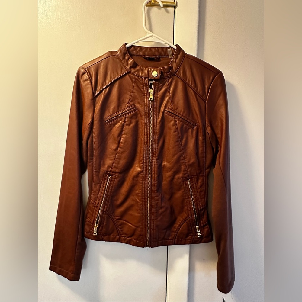 Guess Women's Tan Leather Jacket